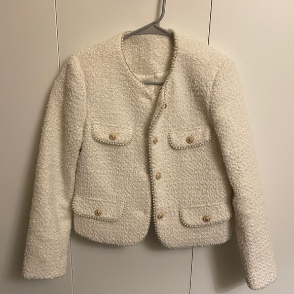 Jackets & Coats Womens White Tweed Jacket Poshmark